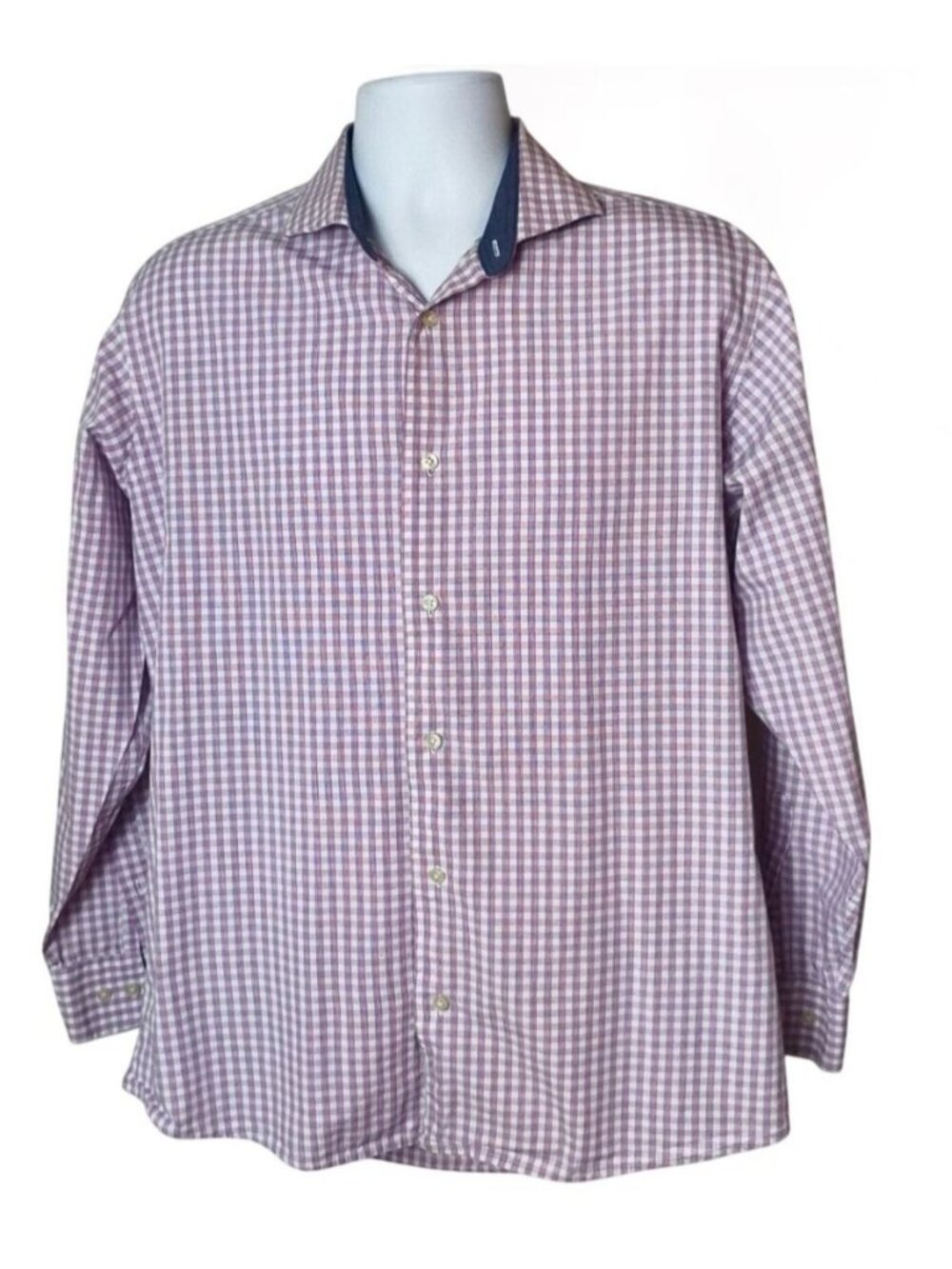 Isaac Mizrahi Mens 16.5 34/35 Lt Purple Dress Shirt Slim Fit Button-Up Lng Slv